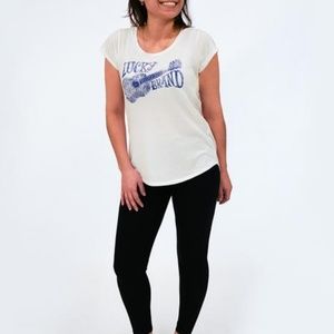 Lucky Brand White and Blue Guitar Logo Tee shirt